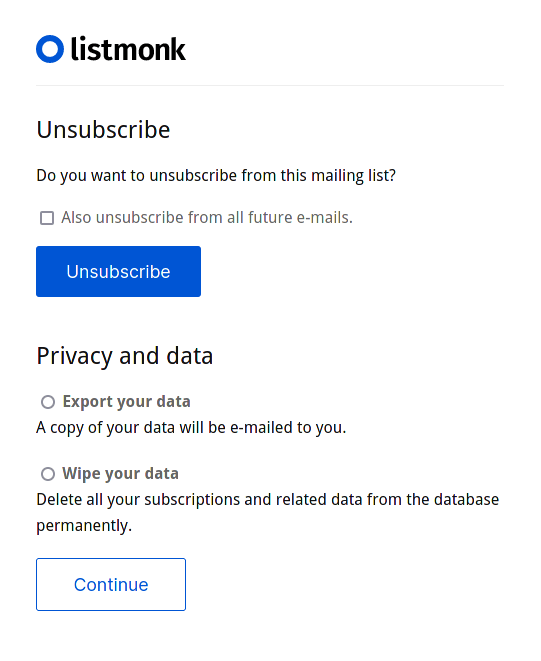 Screenshot of privacy features